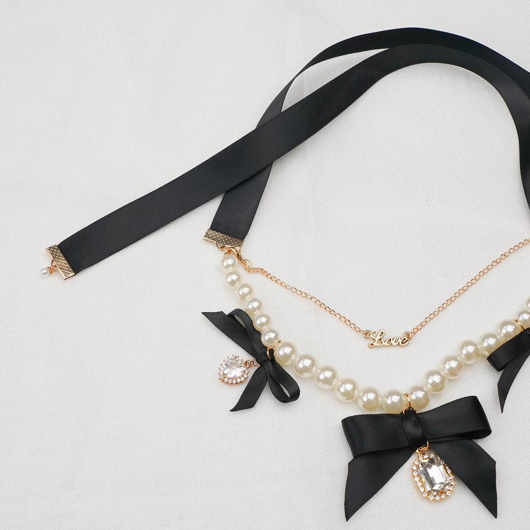 Jirai Kei Pearl Ribbon Lightning Kawaii Choker 21568:311422 21568:311422