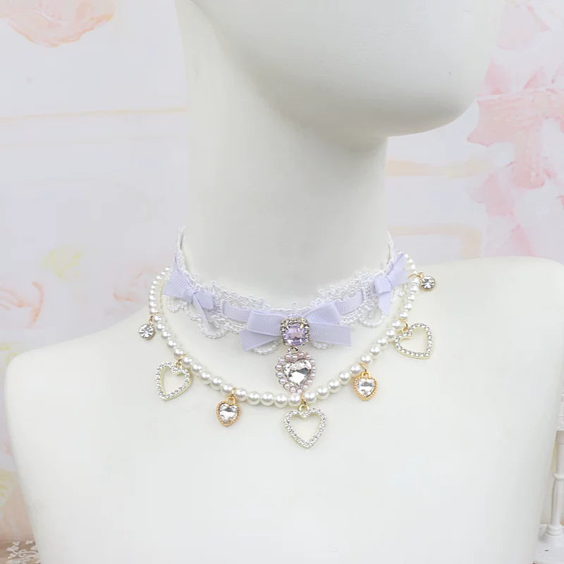 Ryousangata Heart Rhinestones Necklaces and Wrist Pieces 45072:838594