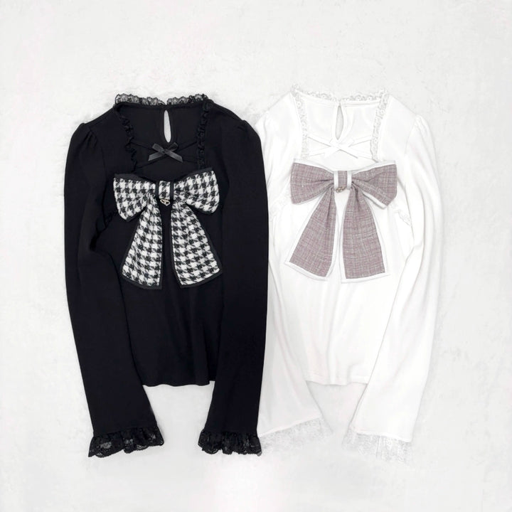 Ryousangata Knit Top, Chest Big Bow (M S) 44175:800583