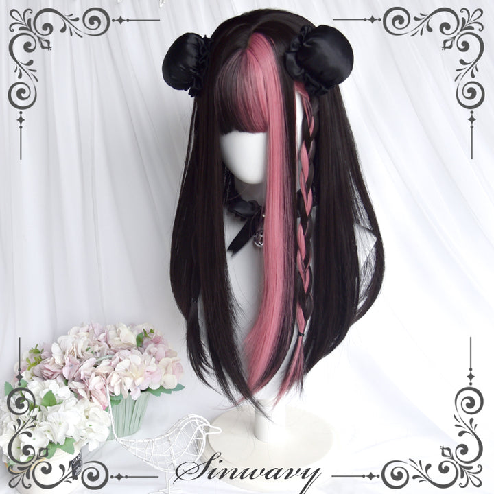 Y2K Long Straight Black Pink Wig For Sweet Spicy Girl 21882:315400 21882:315400