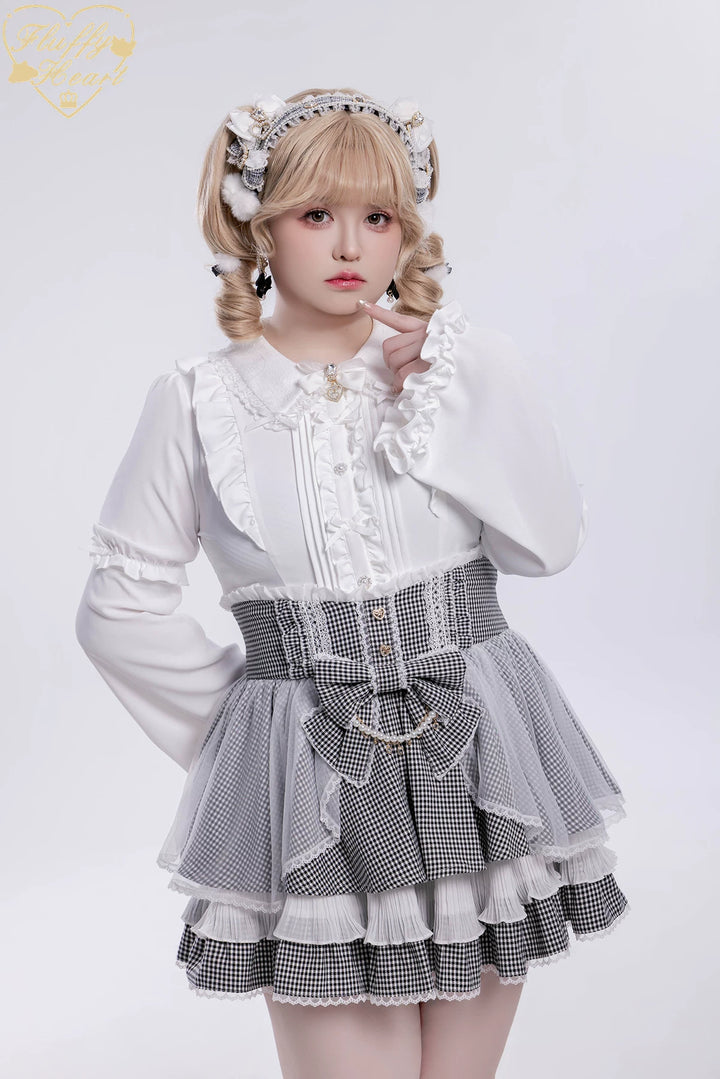 Jirai Kei Lace Collar Blouse, Detachable Sleeves 45226:842159