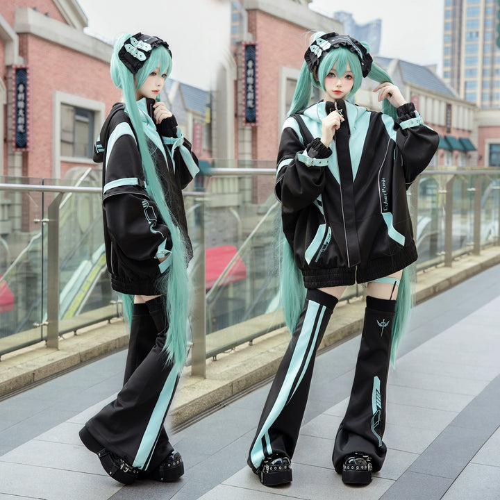 Jirai Kei Coat Cyberpunk Outfit Sports Jacket And Shorts Set 41048:684030