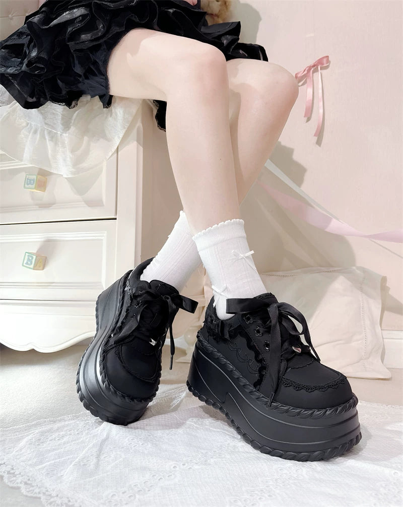Jirai Kei Platform Shoes, Heart Details & Bows (35 36 37 38 39 40 41 42) 45252:842630
