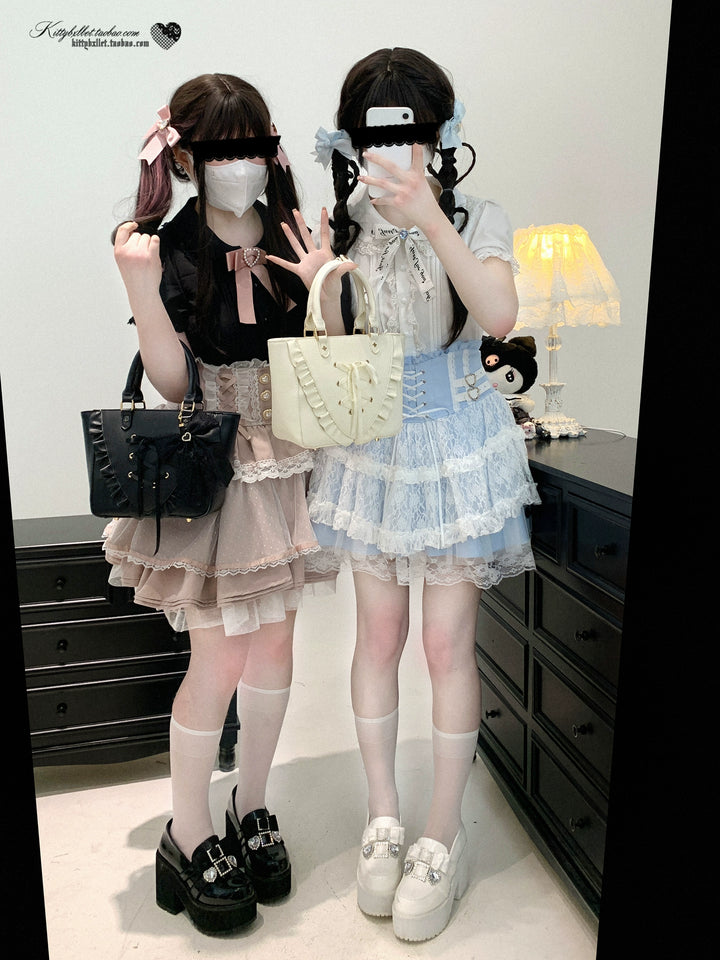 High-waist Rousangata Skirt, Sheer Dot Veil Hem 43693:783063