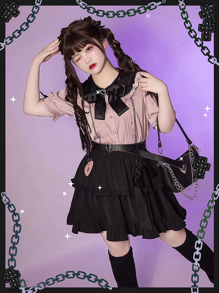 Plus Size Jirai Kei Black Skirts Vests 22052:349468