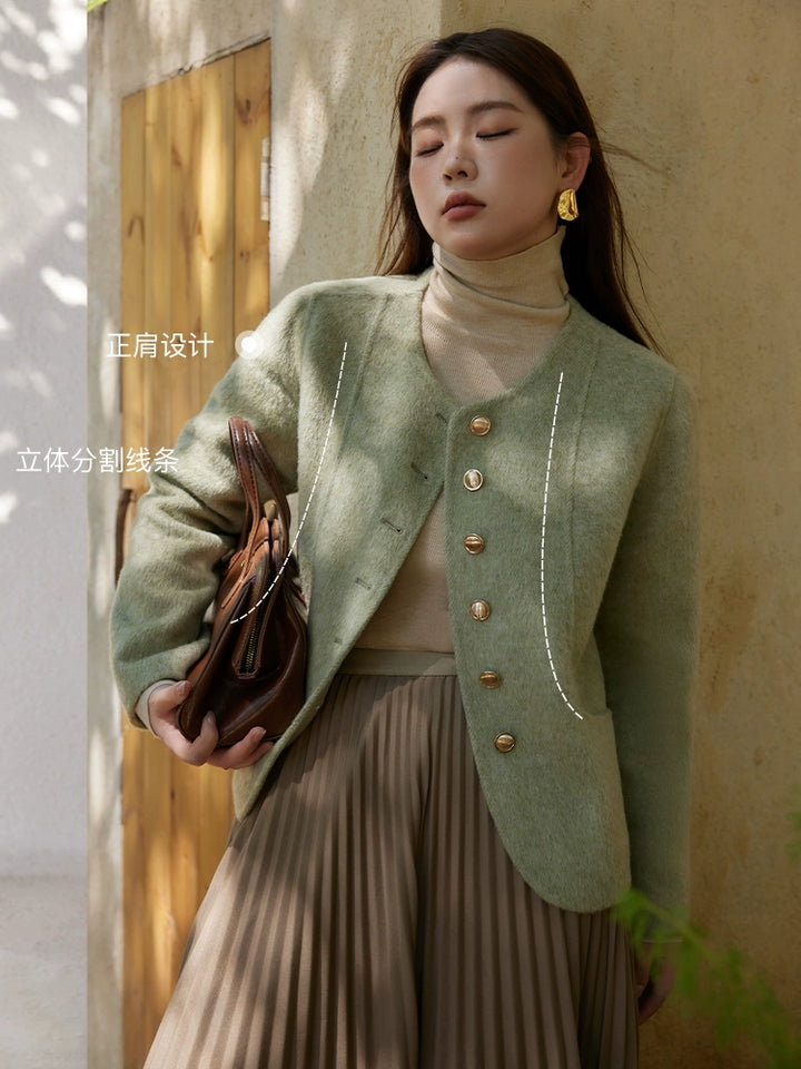 Plus Size Double-Faced Wool Tweed Winter Coat 4Colors 29806:362936 29806:362936