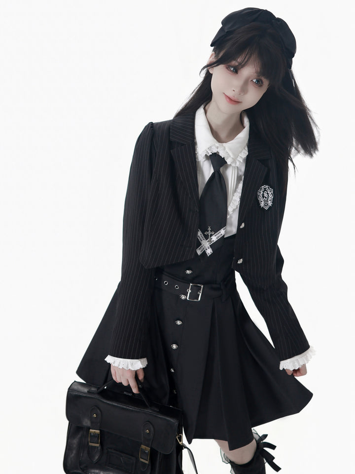 JK Uniform Striped Blazer, Blouse and Pleated Skirt 44171:800196