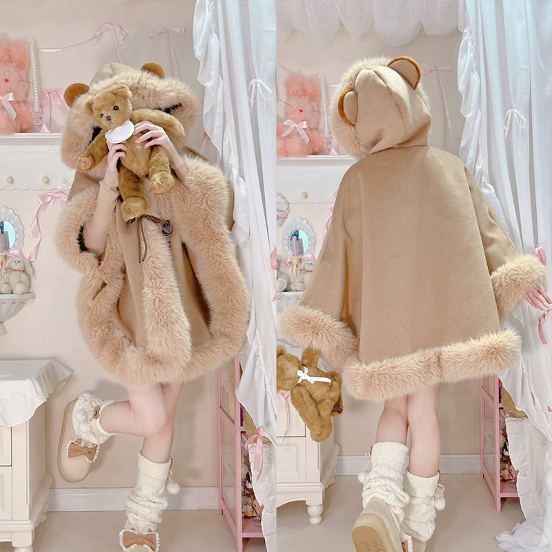 Sweet Lolita Winter Coat Cat Ear Woolen Cloak Kawaii Lolita Cape 40288:667726