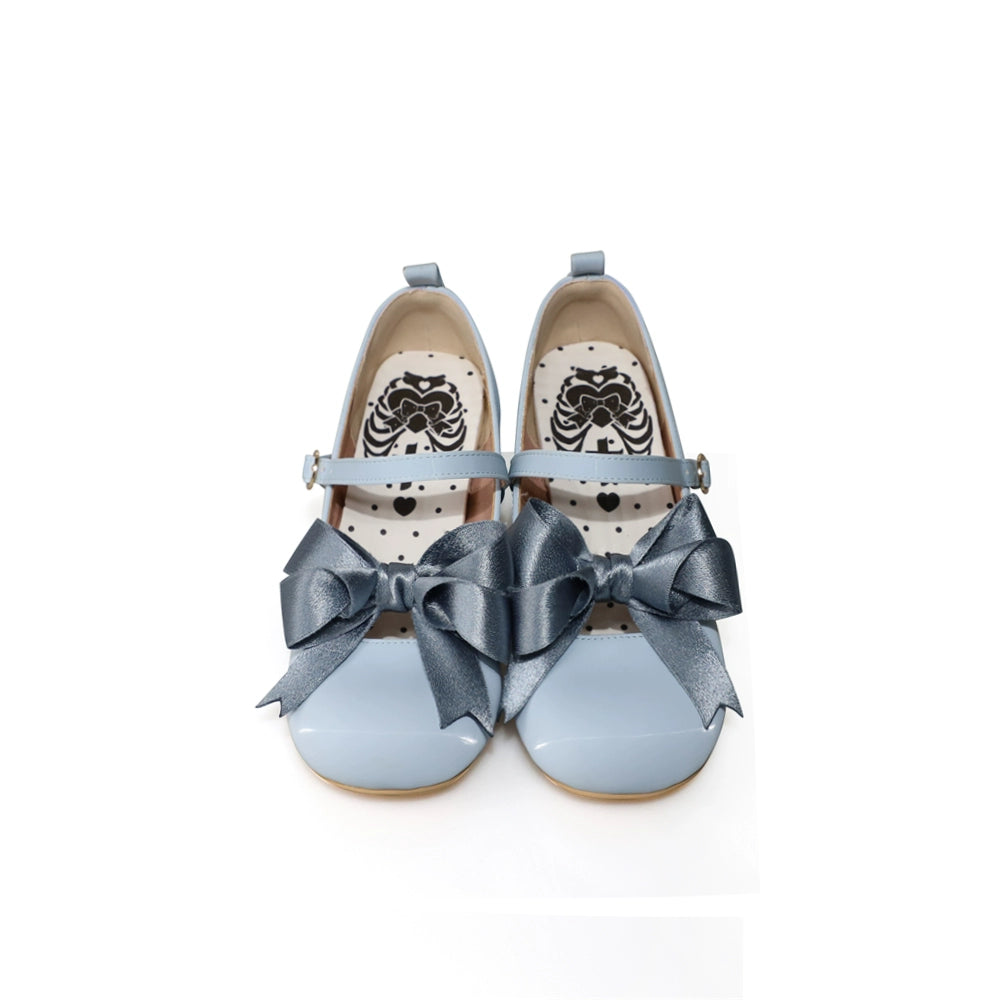 Lolita Shoes Green Blue Shoes Round Toe Cute Leather Heels (34 35 36 37 38 39 40 41) 37060:546510