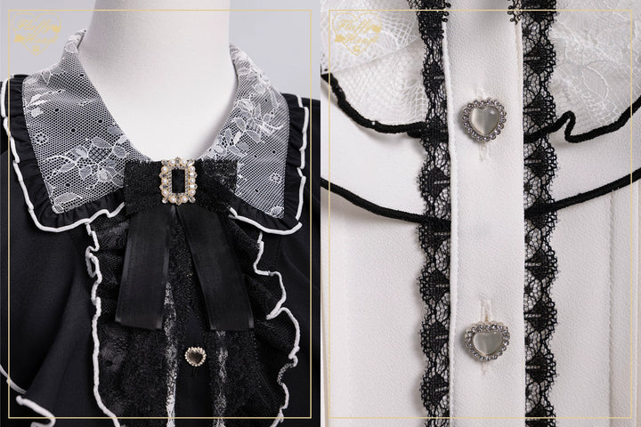 Jirai Kei Long-Sleeved Shirt, Ruffled Collar 45128:835570