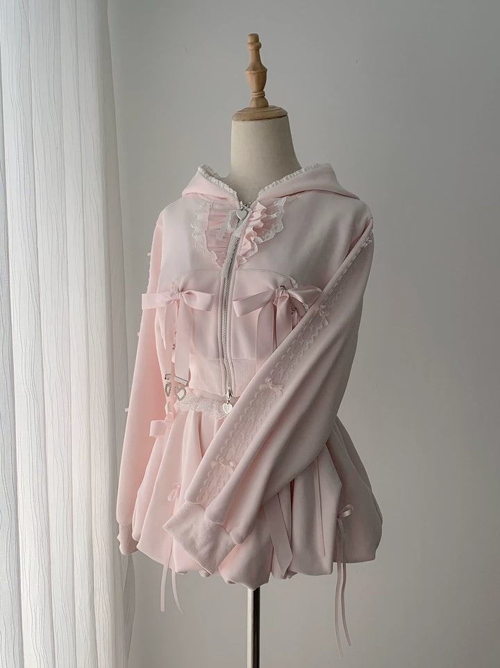 Pink Ryousangata Jacket & Skirt Set, Lace and Ribbon 46112:875220