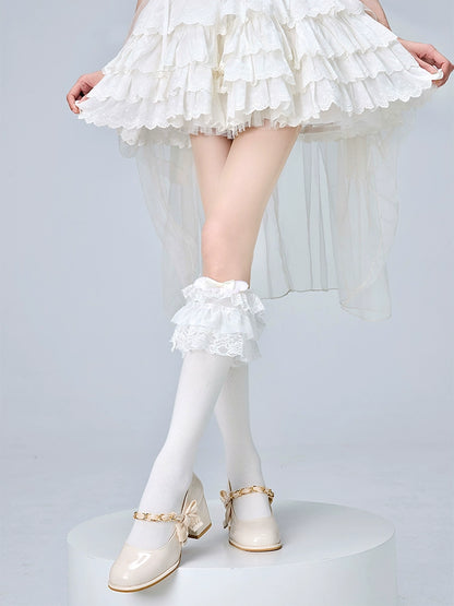 Lolita Calf Socks With Bows Jirai Kei Sock Covers 36532:536000