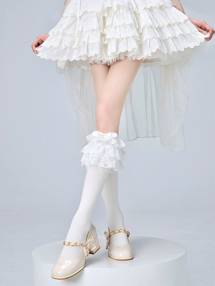 Lolita Calf Socks With Bows Jirai Kei Sock Covers 36532:535994