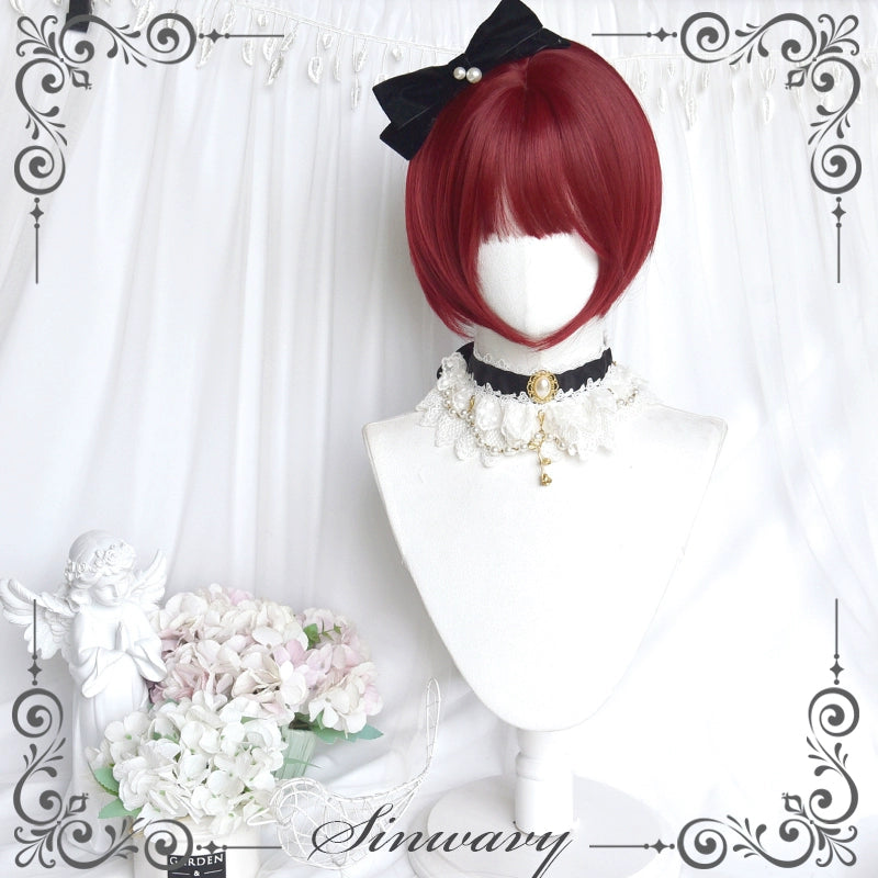 Gothic Lolita Wig Raspberry Red Claw Clip Double Ponyails 39354:640710