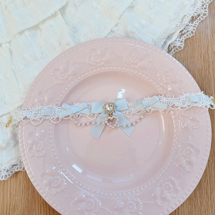 Jirai Kei Lace Choker, Heart Shaped Rhinestone 44953:832975