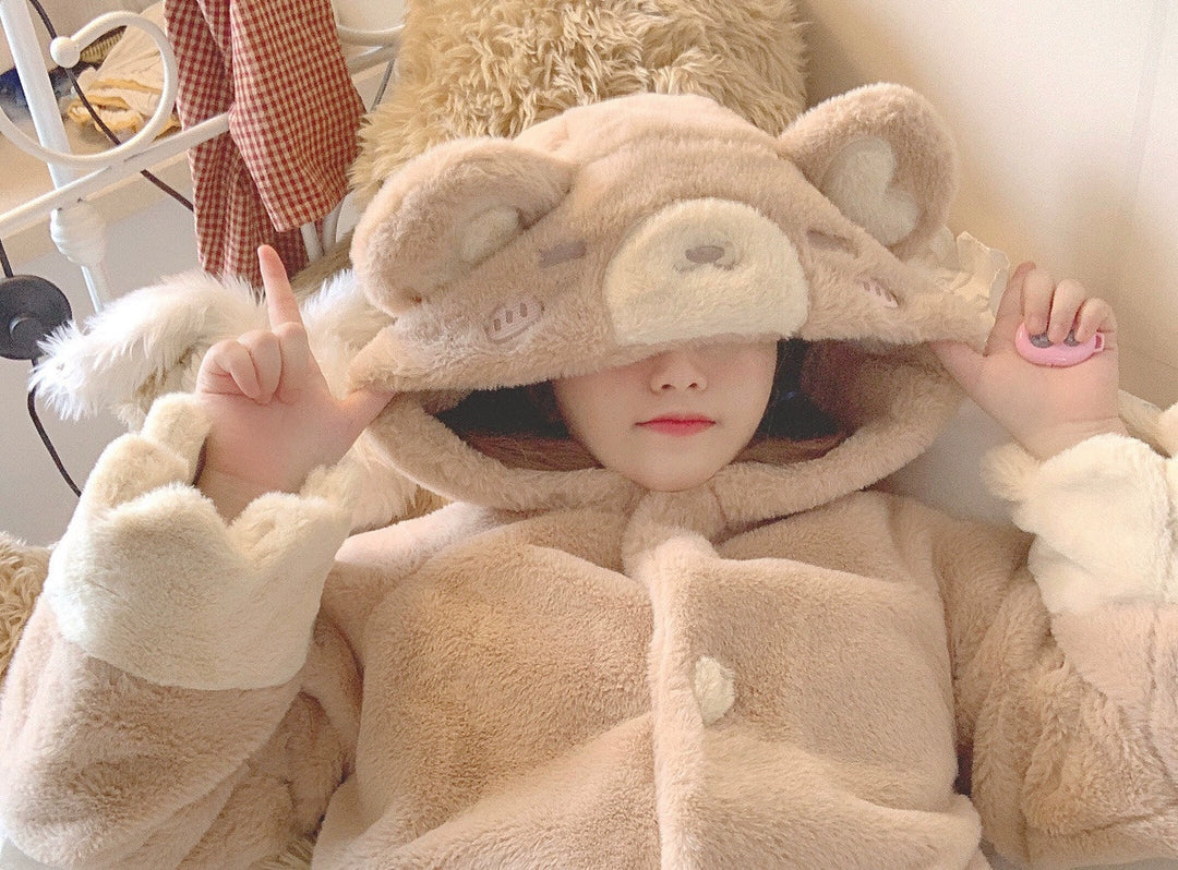 Lolita Plush Coat Bear Thick Cute Coat For Winter 32624:493332 32624:493332