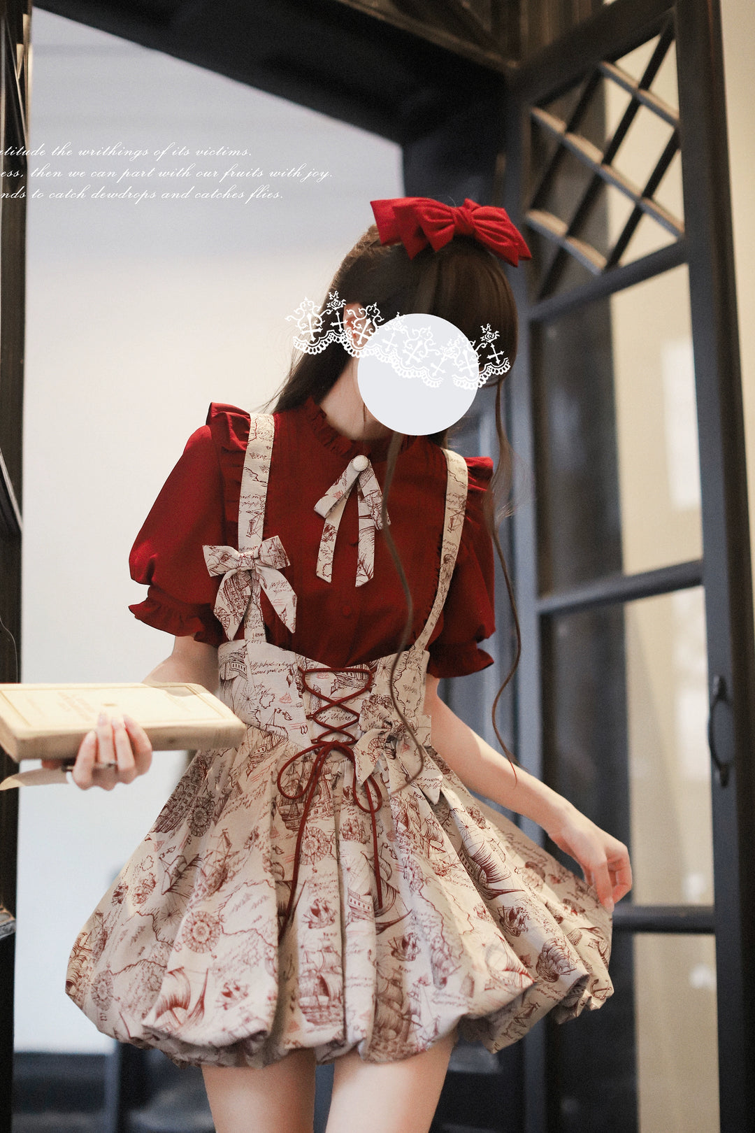 Classic Lolita Dress Jacquard Bud Salopette + Blouse + Bloomers 42920:757802