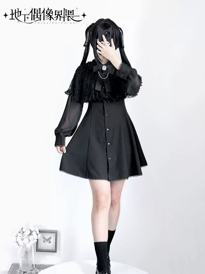 Lace Cape-Inspired Ryousangata Dress 43863:787923