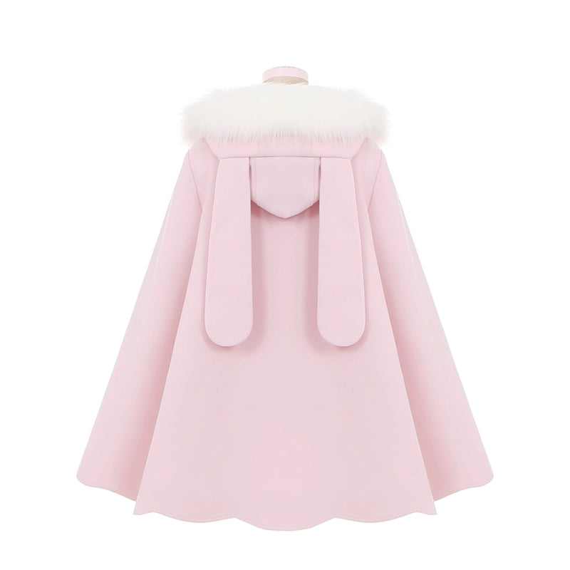 Sweet Lolita Winter Coat Woolen Coat Petal Hem Hooded Cape 40652:672178