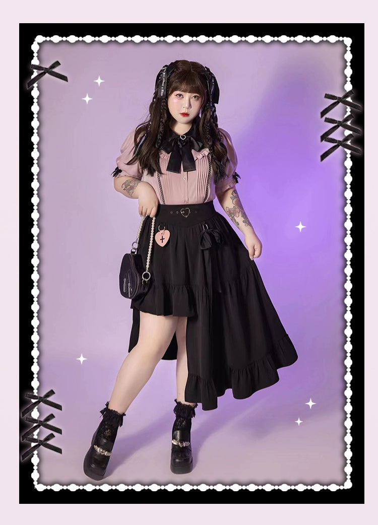 Plus Size Jirai Kei Black Skirts Vests 22052:349482