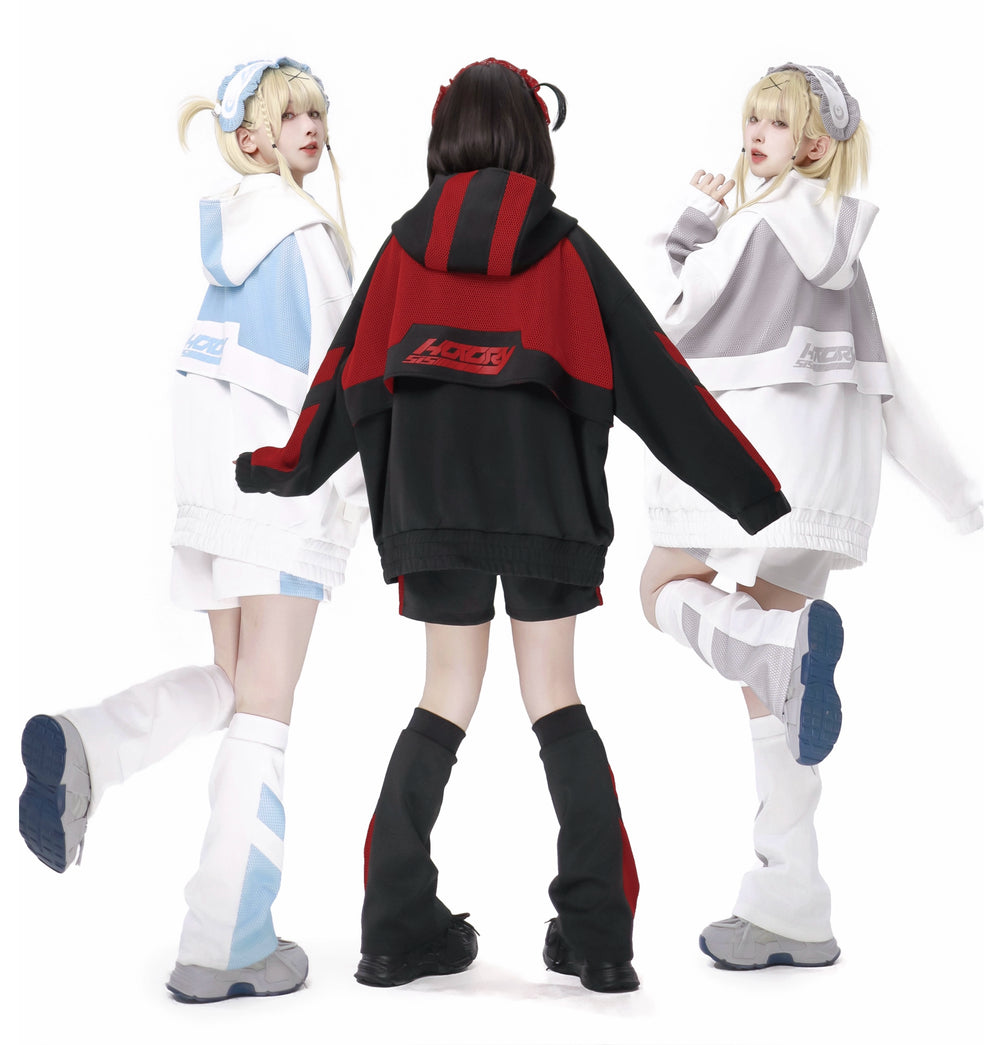 Plus Size Tenshi Kaiwai Sportswear Coat Set 34494:466754