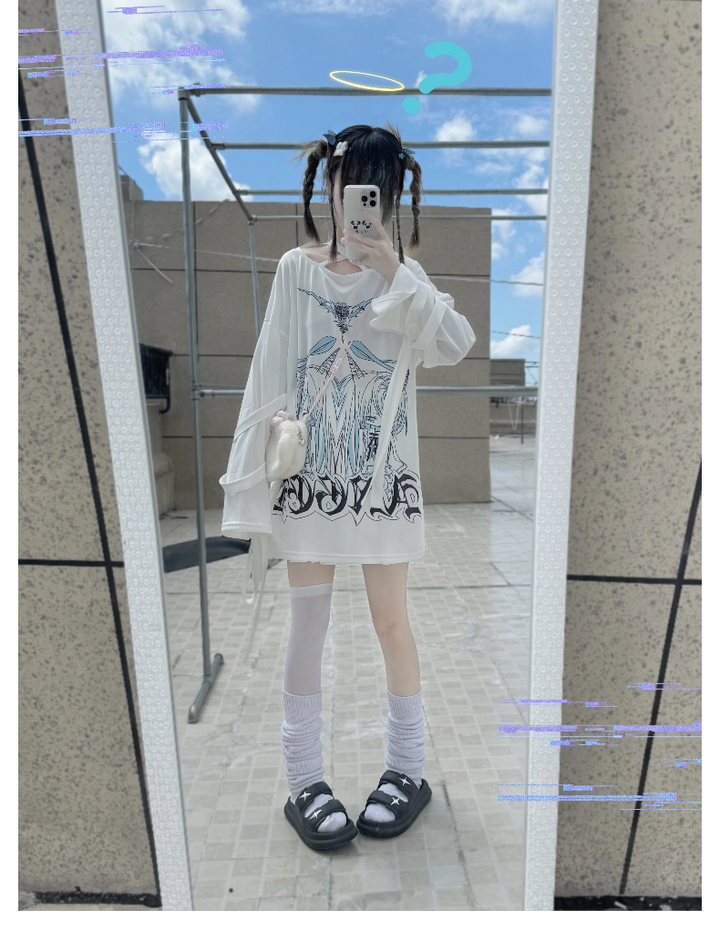 Subculture Long-Sleeved T-Shirt, Halter Neck With Strap 44775:826456