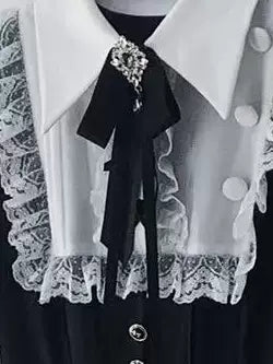 Gothic Style Lace Trim Dress, High-Low Hem (M) / L M S) 45334:848916