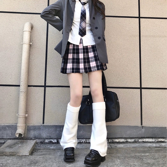 Harajuku Fashion White Black Gray Leg Warmers 28966:339330
