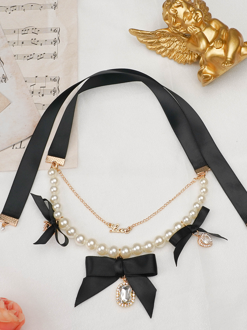 Jirai Kei Pearl Ribbon Lightning Kawaii Choker 21568:311408