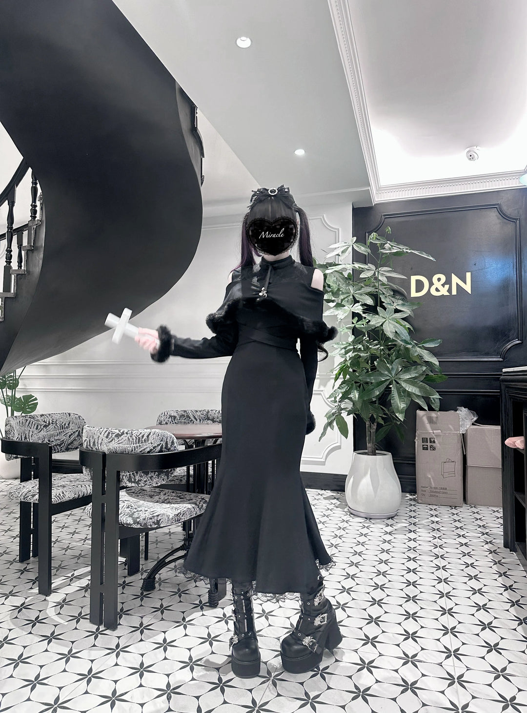 *针织长裙*虚拟天国原创设计量产型蕾服清楚系鱼尾裙日系露肩宅萌 44000:797372