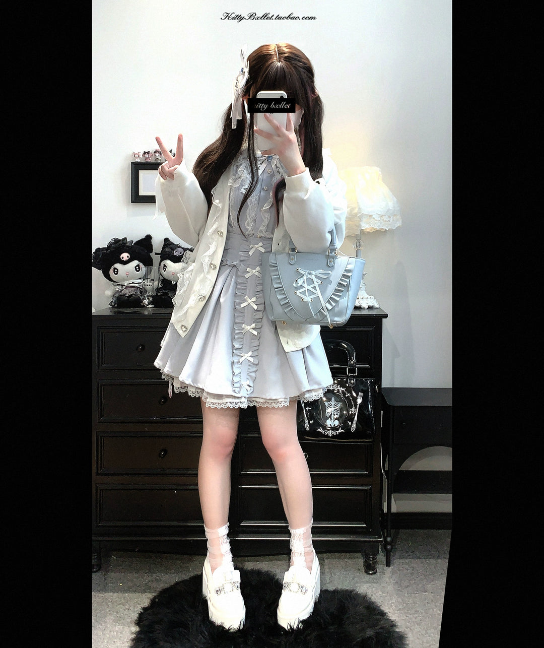 Ryousangata Sweatshirt Cardigan, Ruffled Lace 43732:783894