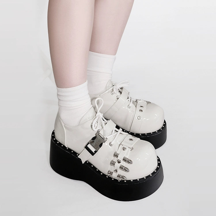 Gyaru Fashion Platform Shoes Round Toe Chunky Soles Shoes 29726:368280