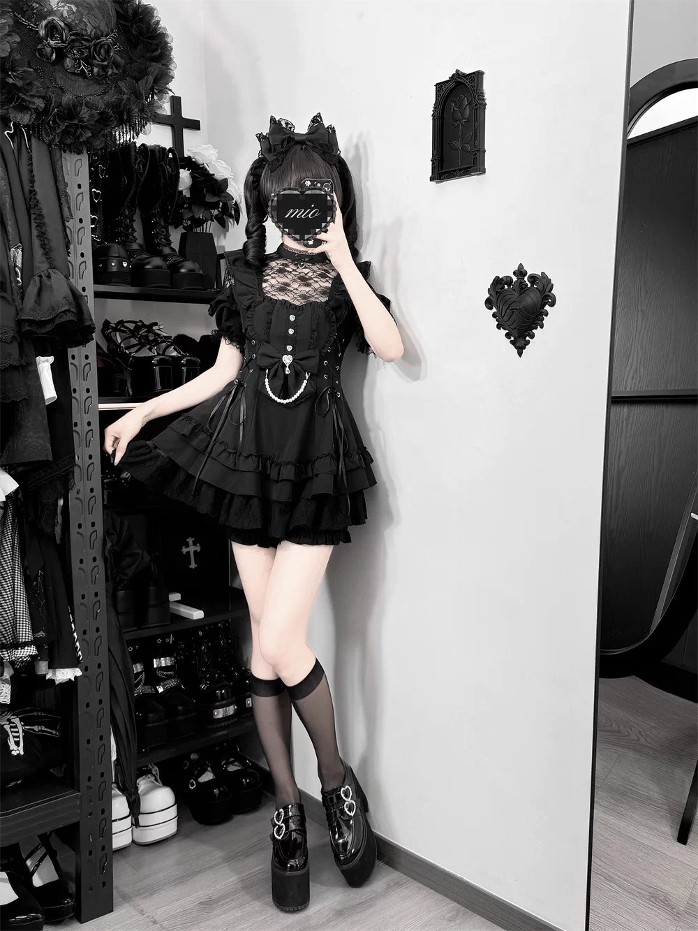 Ryousangata Dress and Shorts Set, Heart & Lace 45812:862947