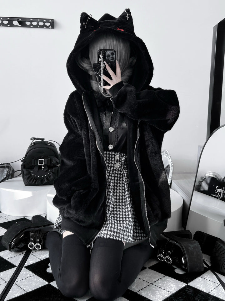 Subculture Winter Plush Coat, Cat Ear Hood (Regular Thickened) 44193:801966