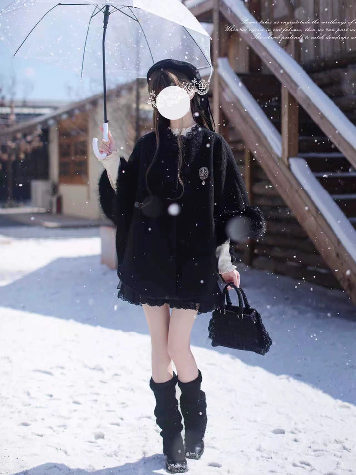 Mid-length Winter Cloak, Faux Fur Trim 44035:793982