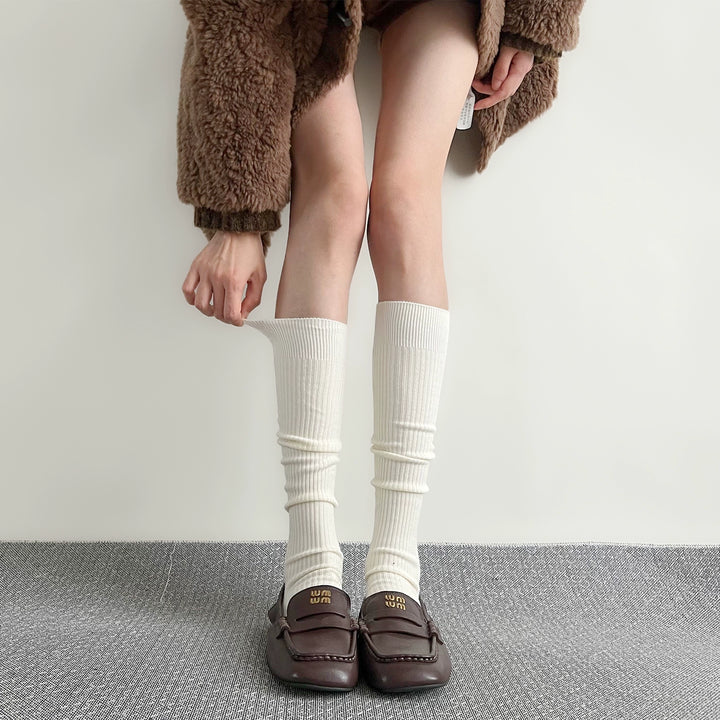 Japanese Style Solid Socks, Calf and Over-knee Styles 44076:795780
