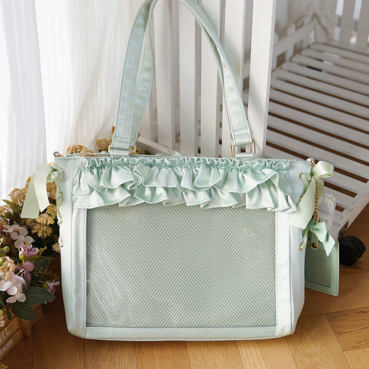 Large Capacity Satin Lolita Itabag Handle/Crossbody Strap (Green) 43100:765724