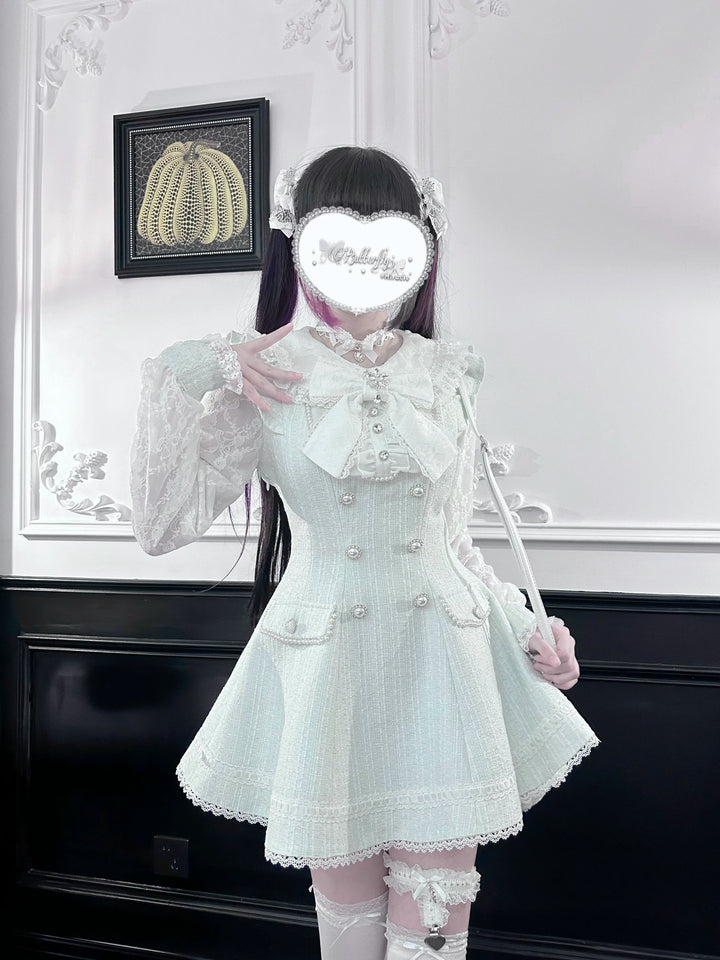 Peter-Pan Collar Ryousangata Dress Set, Lace Sleeves 44524:815221