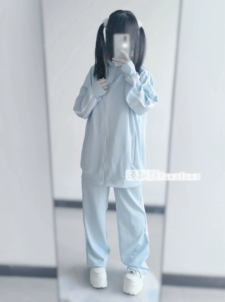 Tenshi Kaiwai Jersey Jacket, Water Blue Pants 44856:825621