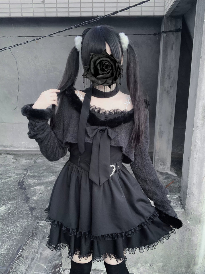 Jirai Kei Camisole Dress, Cropped Outerwear 44084:796556