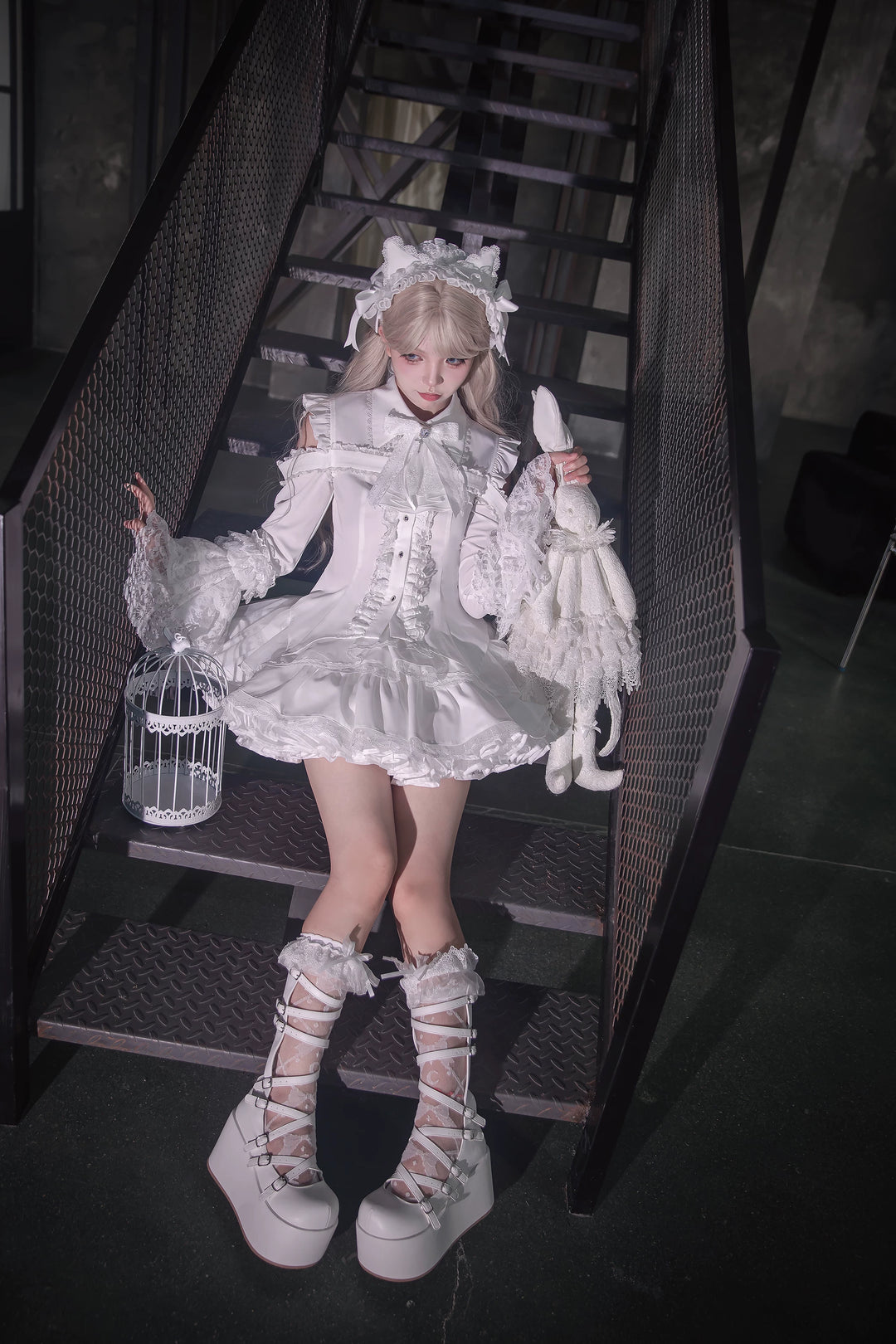 Subculture Hime Sleeve Blouse, Lace Skirt Set 45625:858381