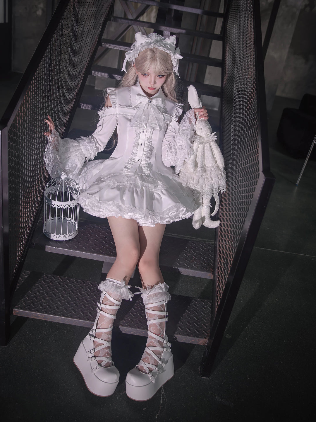 Subculture Hime Sleeve Blouse, Lace Skirt Set 45625:858410