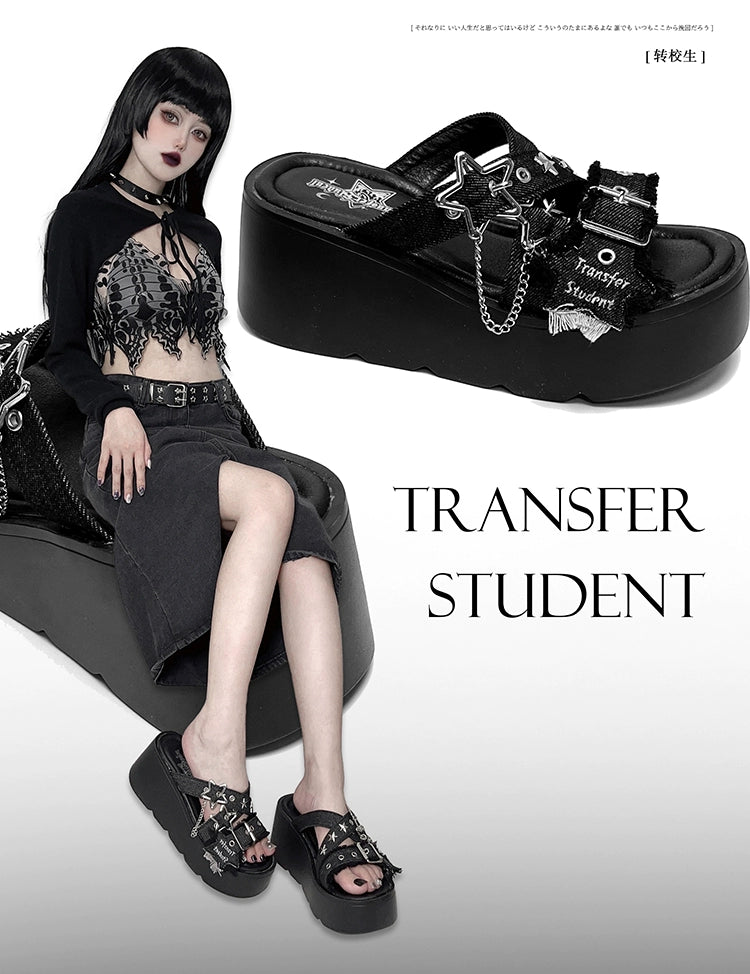 Y2K Shoes Starry Subculture Platform Sandals Punk Shoes 38048:596182