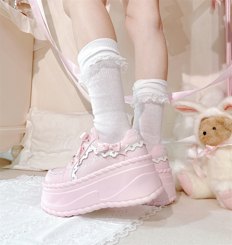 Jirai Kei Platform Shoes, Heart Details & Bows 45252:842613