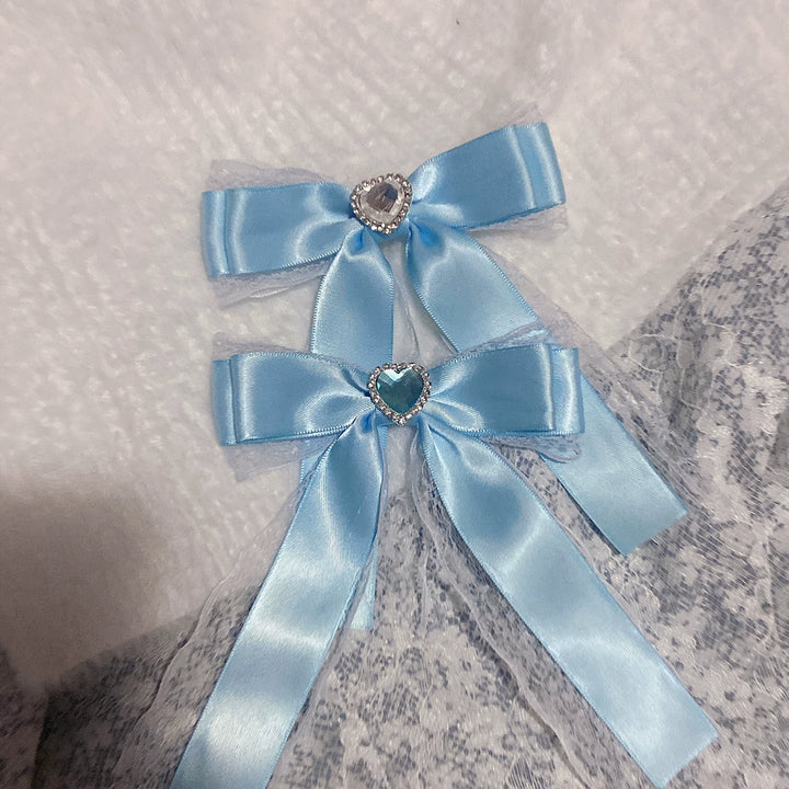 Jirai Kei Headwear Ryousangata Blue Bow Hair Accessories Set 29326:352740 29326:352740