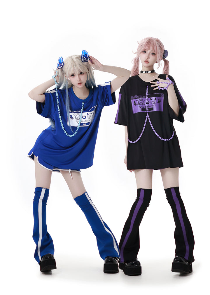 Jirai Kei T-shirt Outfit With Detachable Chain Accents 43194:771517