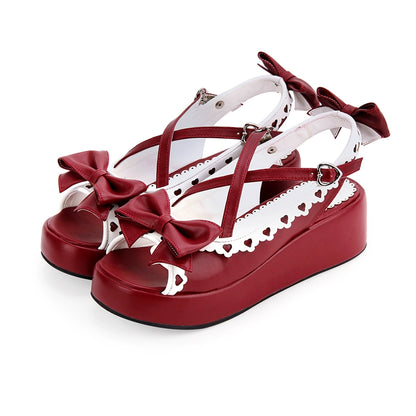Lolita Shoes Round Toe Open Toe Lace Platform Sandals (33 34 35 36 37 38 39 40 41 42 43 44 45 46 47) 37450:561620