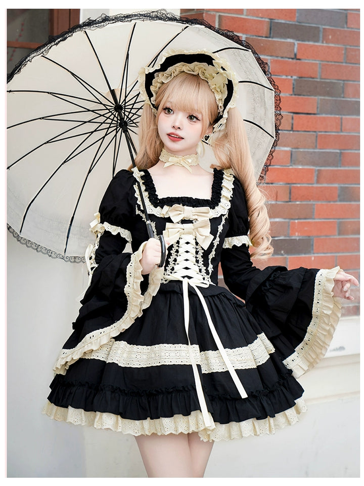 Classic Lolita Dress Black OP Versatile Detachable 6-Piece Set 37256:556490