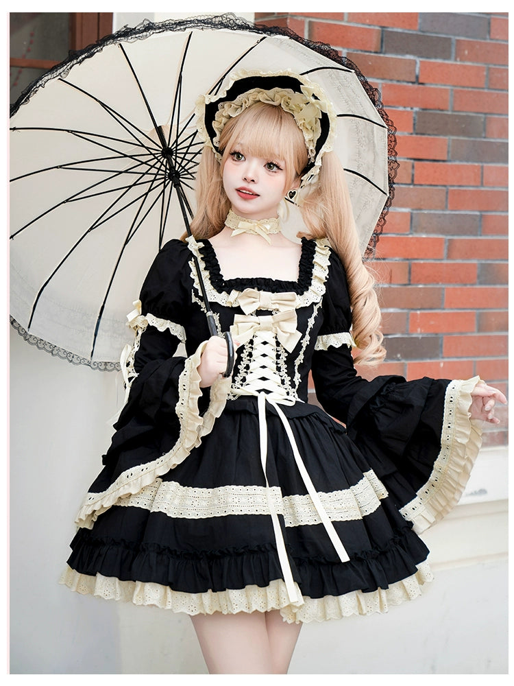 lolita dresses Classic Dress Black OP Versatile Detachable 6-Piece Set S / Detachable Hand Sleeves-One Size Waist Size:56″ One Shoulder Royal Blue FW24 Drop 3 whether styled in the