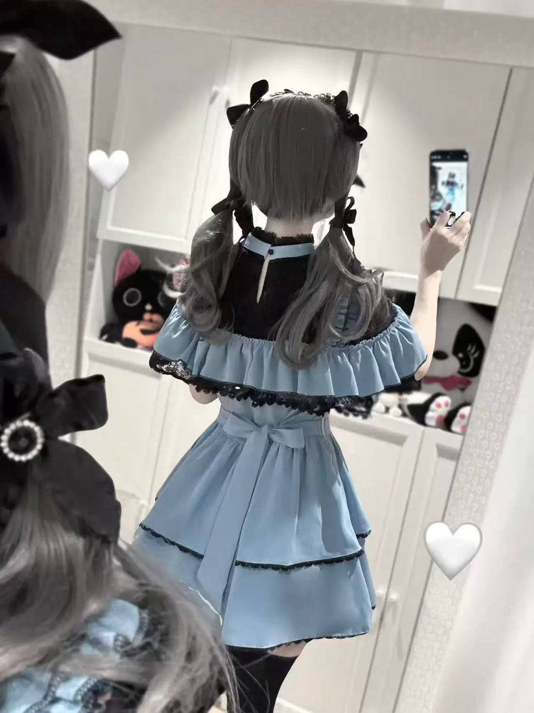 Flounce Cape Jirai Kei Dress, Cross Pendant 43780:785544